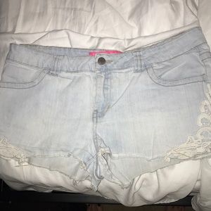 Light Blue Jean Shorts with Lace on the sides